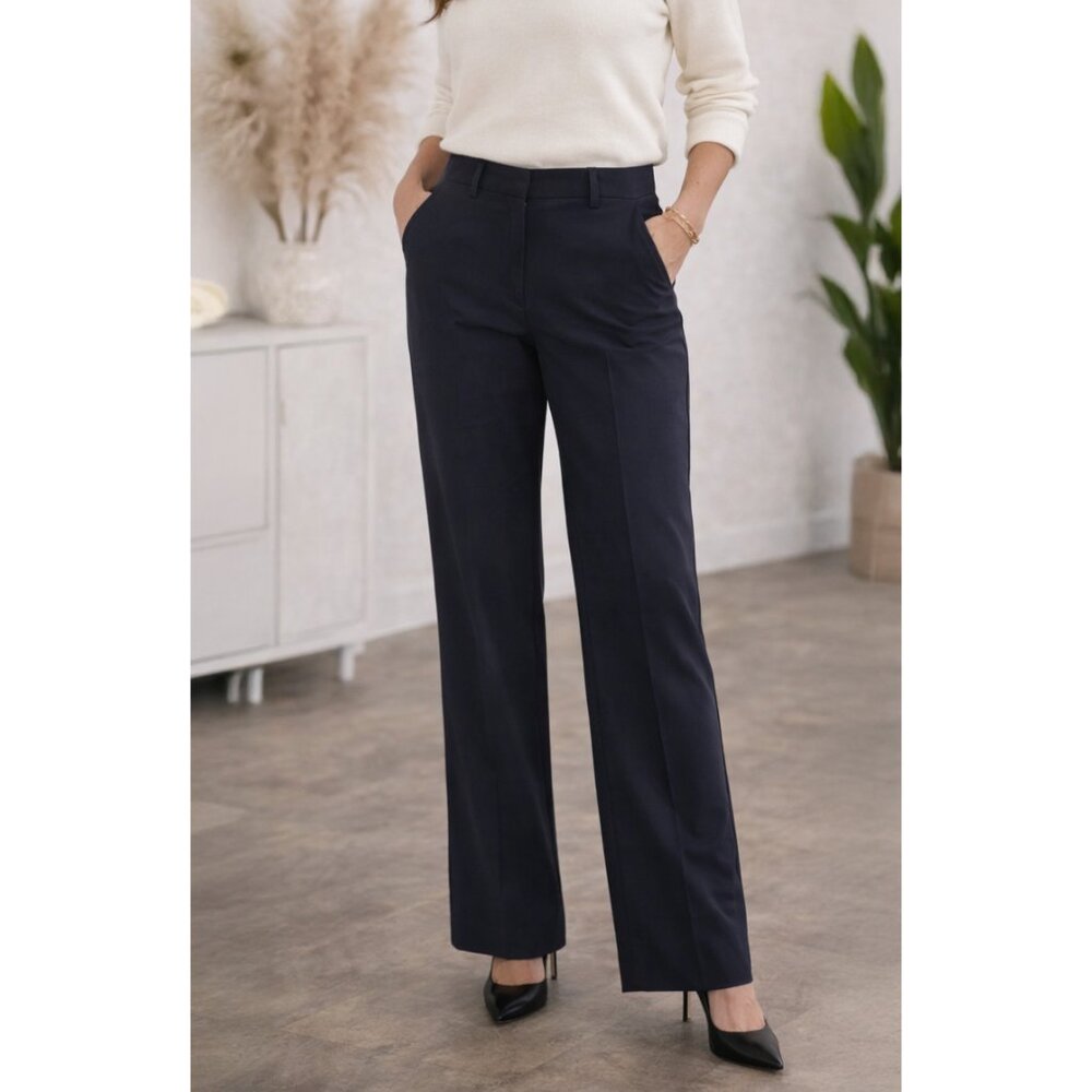 Theory - Navy Tailored Career Pants Straight Leg Wool Blend Quiet Luxury Size 6